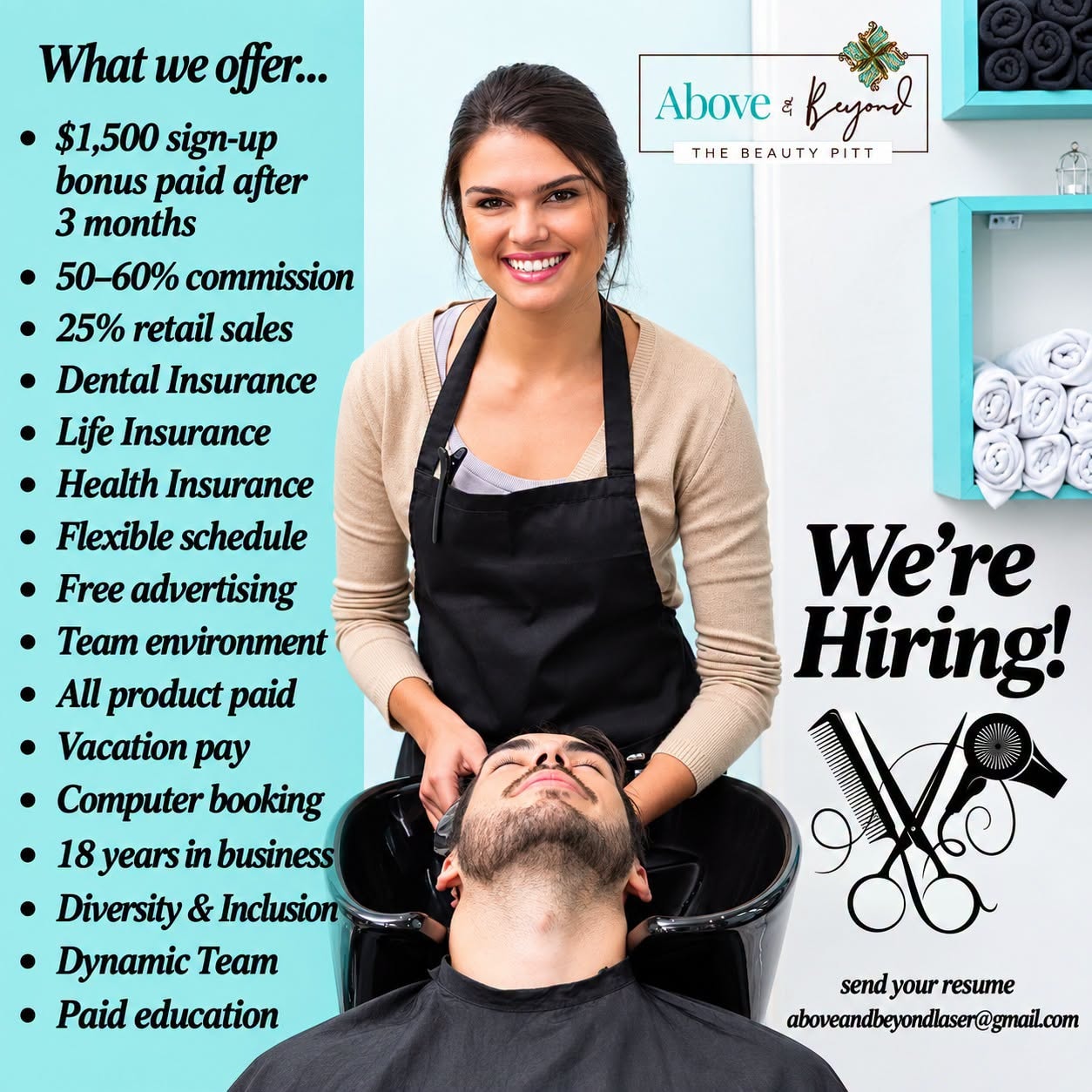 We're Hiring Hair Stylist — Above & Beyond The Beauty Pitt